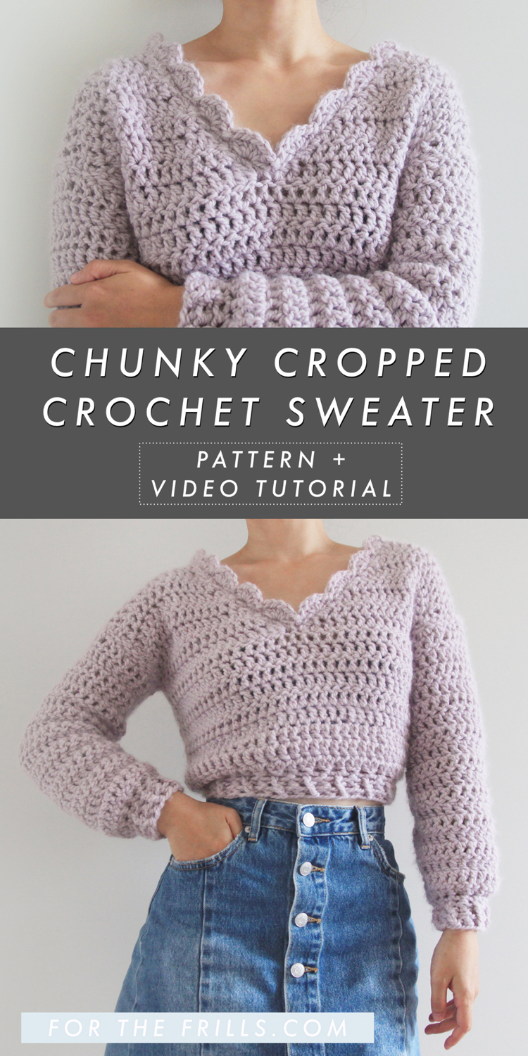 pin image of modern chunky crochet sweater pattern