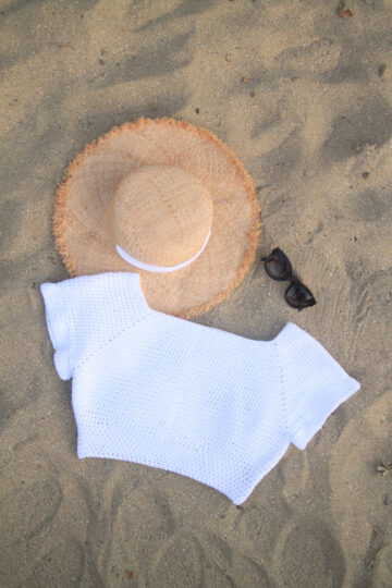 Drop Shoulder Crochet Crop Top