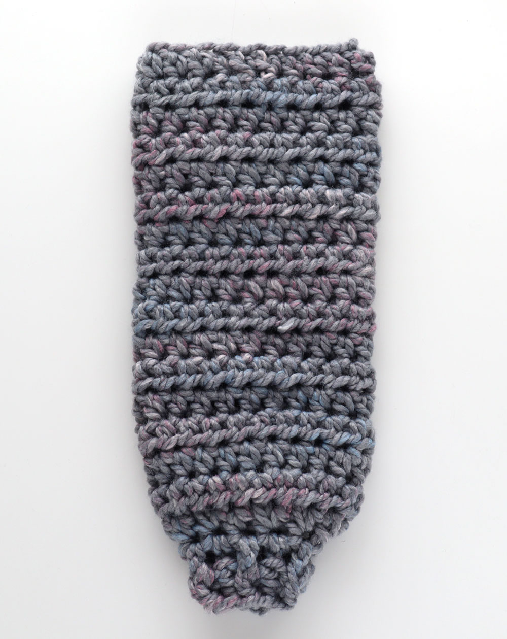Flay lay of chunky knit crochet bomber cardigan long sleeve with cuff hem