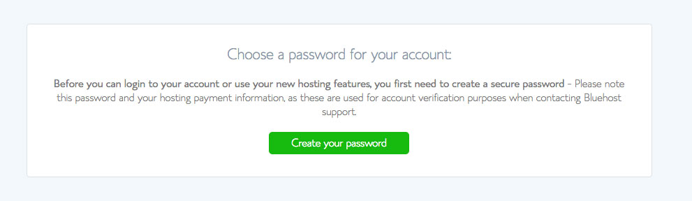 bluehost beginner blogger tutorial password set up