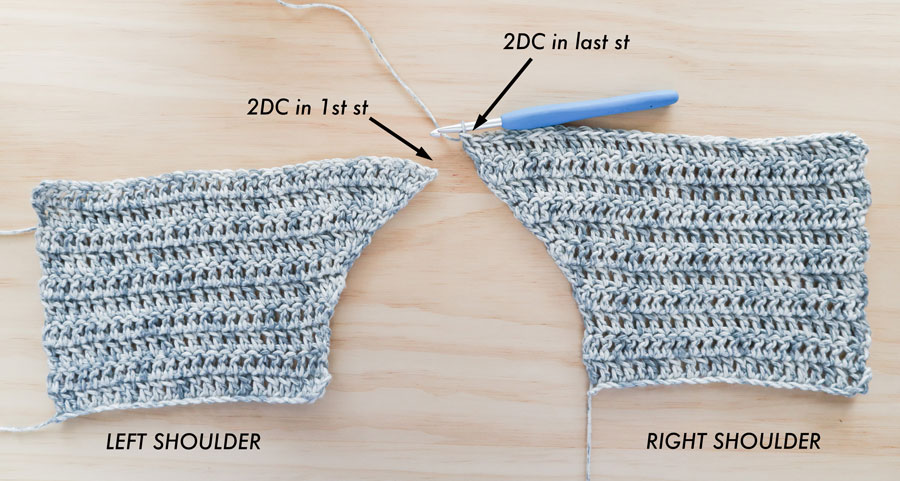 joining together v neck of crochet sweater free pattern