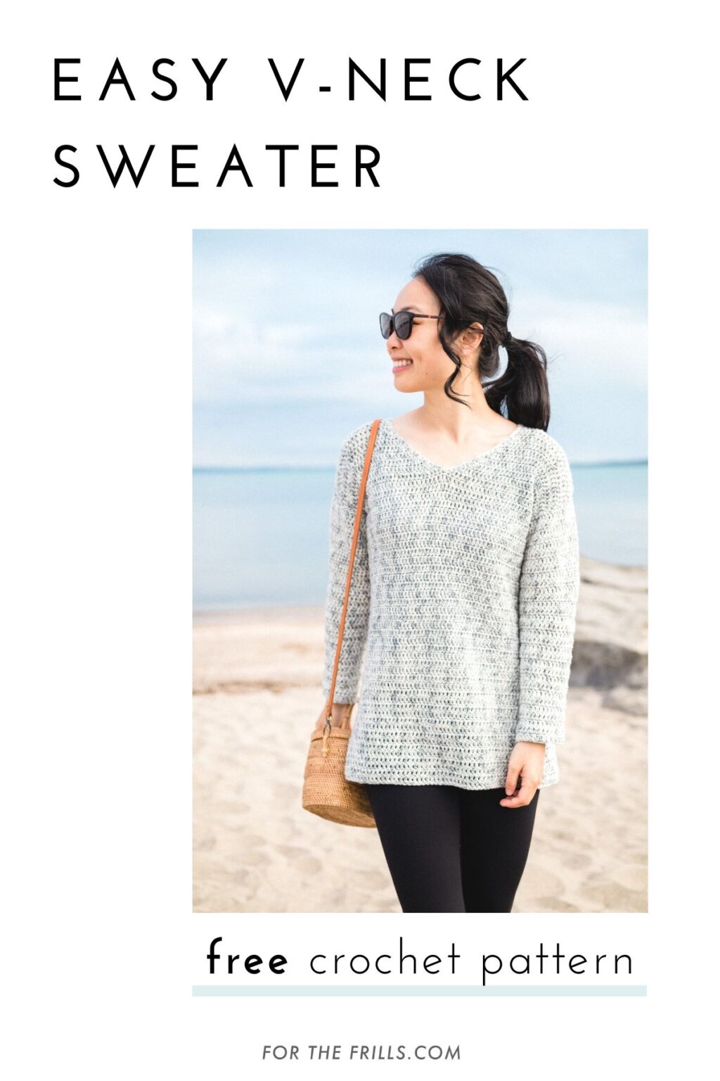 Crochet Ocean Breeze V-neck Sweater - free pattern + video tutorial ...