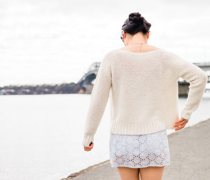 POL Button Down V-Neck Cropped Crochet Womens Cardigan