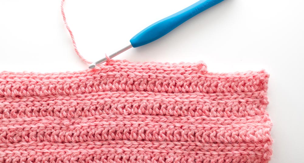 close up on crochet slip stitch ribbing