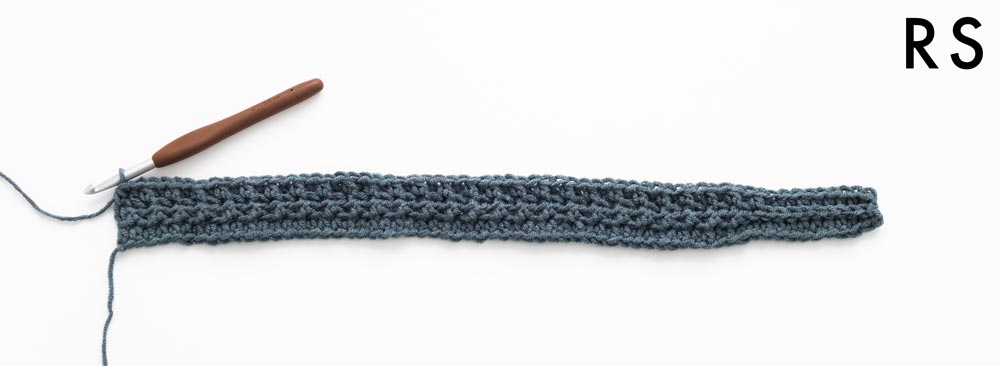 row 3 of midnight waffle cardigan crochet sleeves